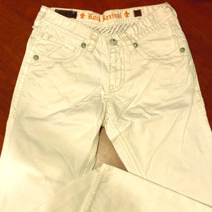 NEW MEN'S ROCK REVIVAL WHITE 100% COTTON JEAN